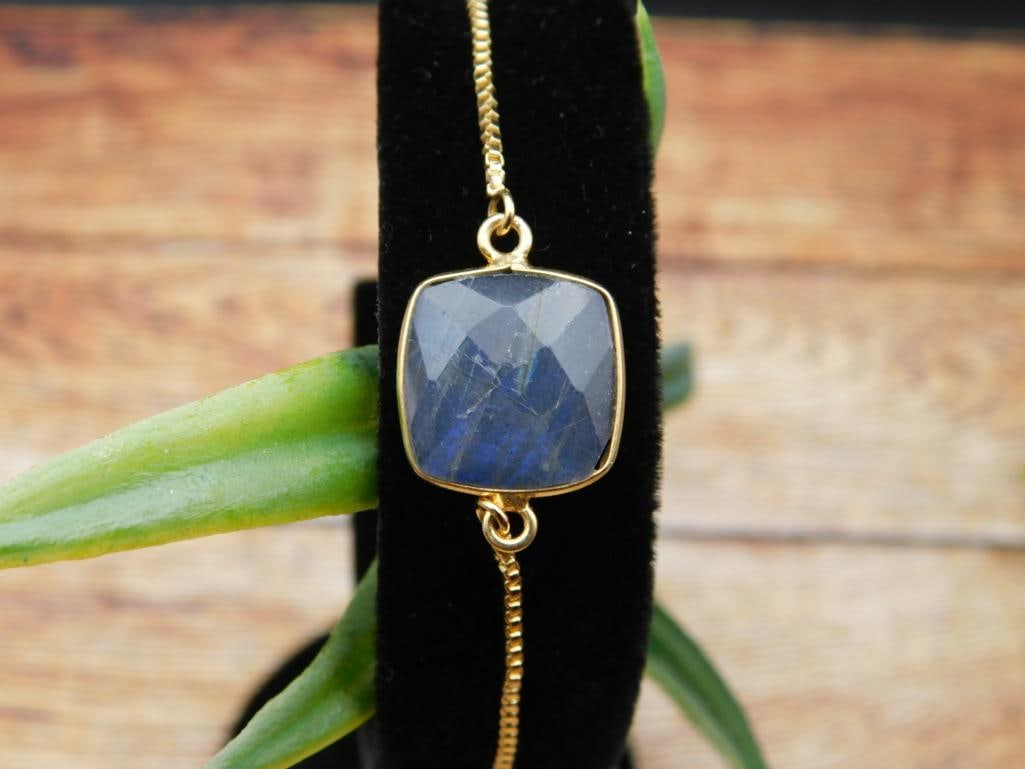 LABRADORITE ADJUSTABLE BRACELET ROCK STONE LAPIDARY SPECIMEN (1 of 2)