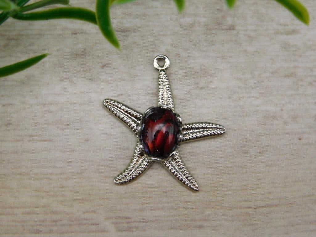 ABALONE STONE STARFISH PENDANT ROCK STONE LAPIDARY SPECIMEN (1 of 2)