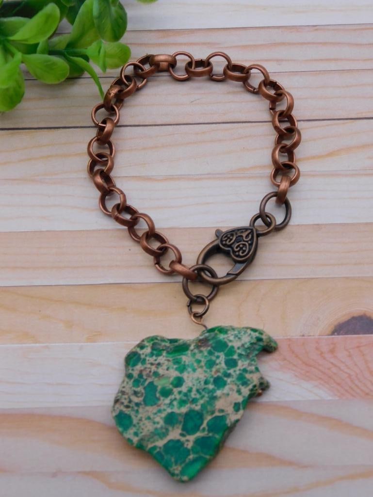 HATMAN ORIGINAL GREEN STONE AND COPPER BRACELET (1 of 2)