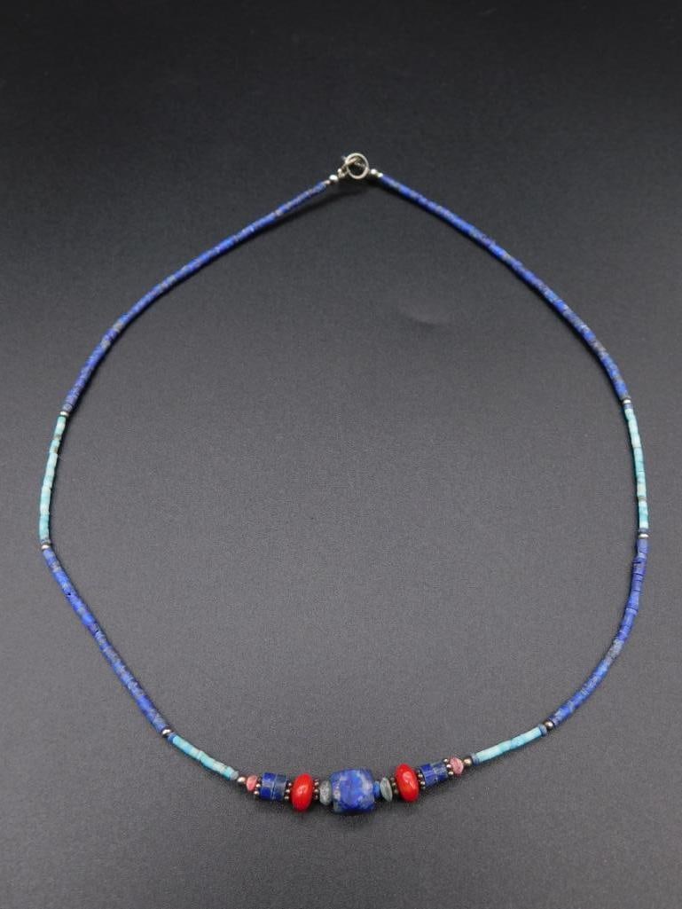 MIXED STONE NECKLACE VINTAGE ANTIQUE: MIXED STONE NECKLACE VINTAGE ANTIQUE