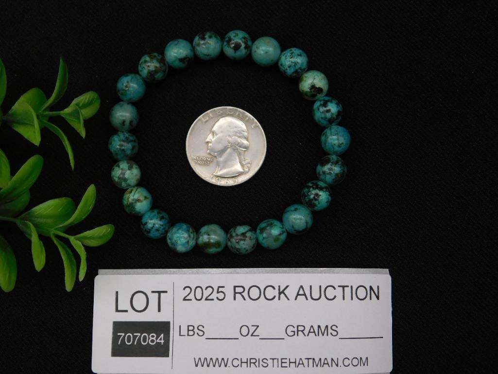 Stretch Bracelet With Variegated Green Beaded Design - 3