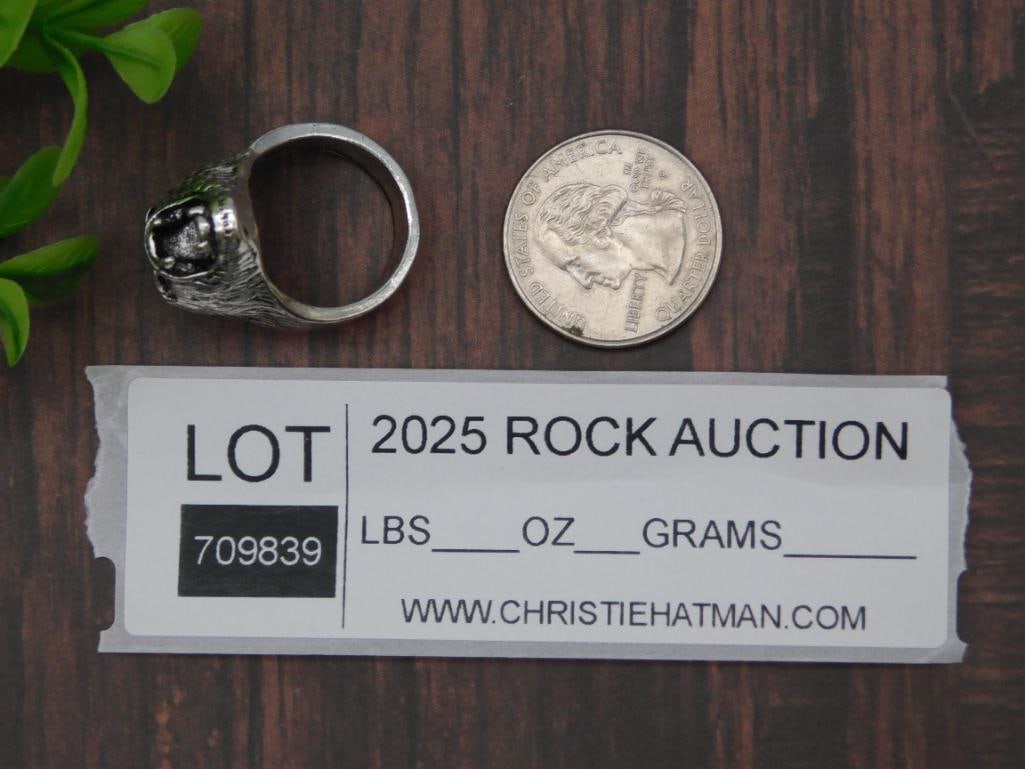 Silver Tone Wolf or Animal Head Ring: Silver Tone Wolf or Animal Head Ring