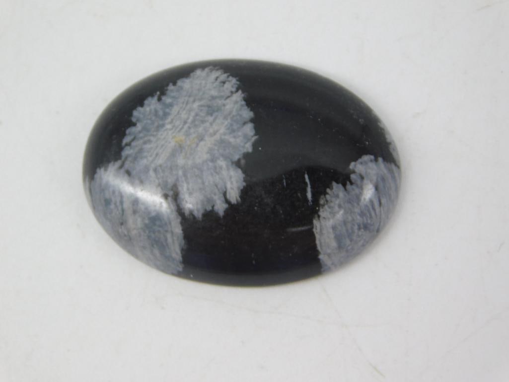 SNOWFLAKE OBSIDIAN CABOCHON ROCK STONE LAPIDARY SPECIMEN (1 of 2)