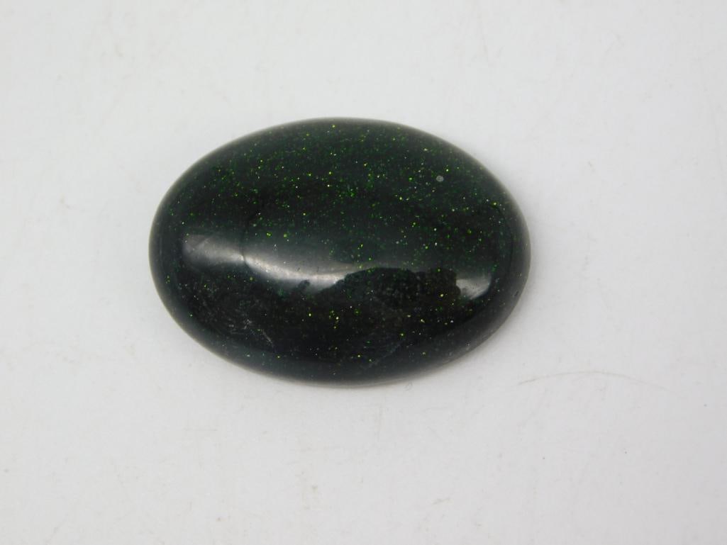 GREEN GOLDSTONE CABOCHON ROCK STONE LAPIDARY SPECIMEN (1 of 2)