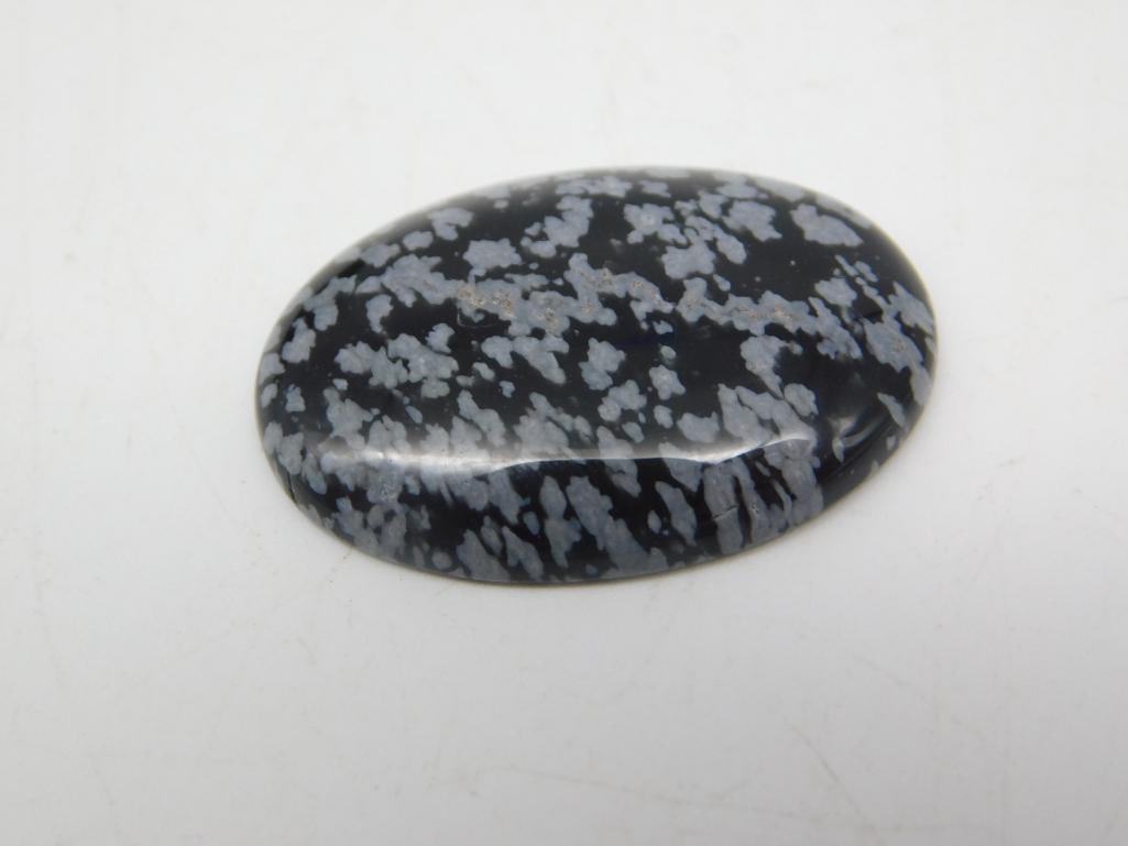 SNOWFLAKE OBSIDIAN CABOCHON ROCK STONE LAPIDARY SPECIMEN (1 of 2)