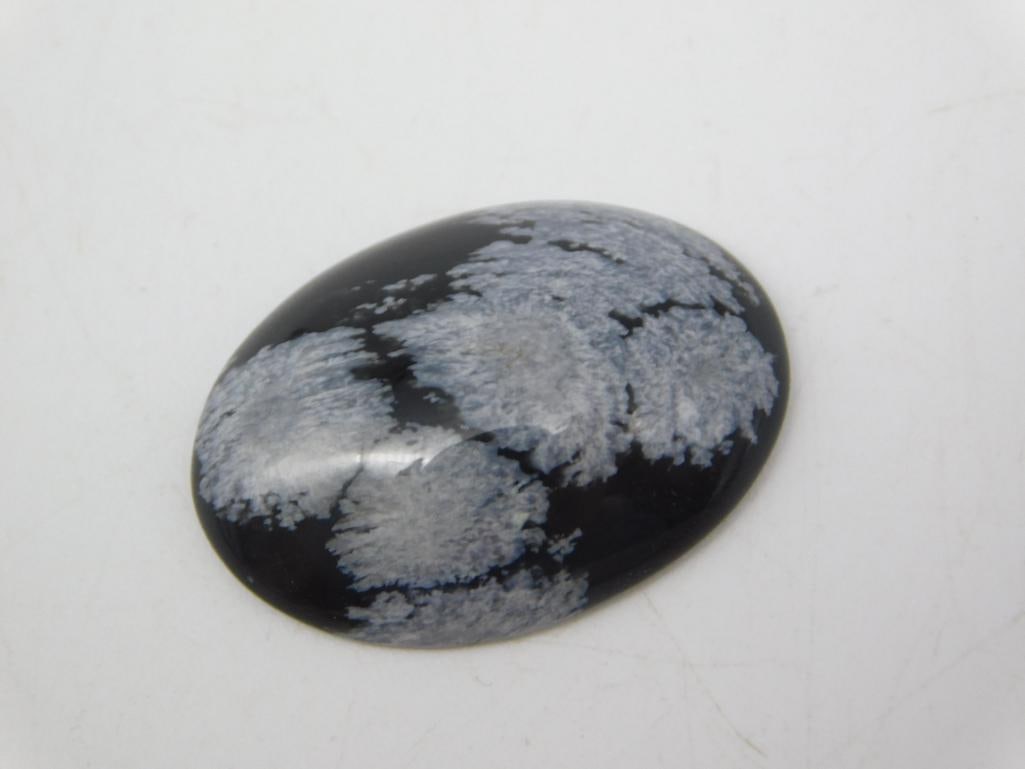SNOWFLAKE OBSIDIAN CABOCHON ROCK STONE LAPIDARY SPECIMEN (1 of 2)