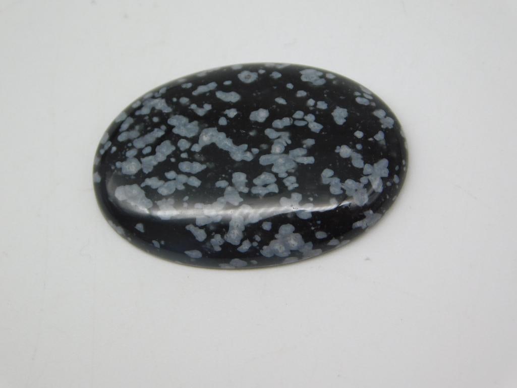 SNOWFLAKE OBSIDIAN CABOCHON ROCK STONE LAPIDARY SPECIMEN (1 of 4)