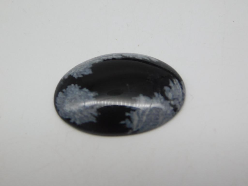 SNOWFLAKE OBSIDIAN CABOCHON ROCK STONE LAPIDARY SPECIMEN: SNOWFLAKE OBSIDIAN CABOCHON ROCK STONE LAPIDARY SPECIMEN