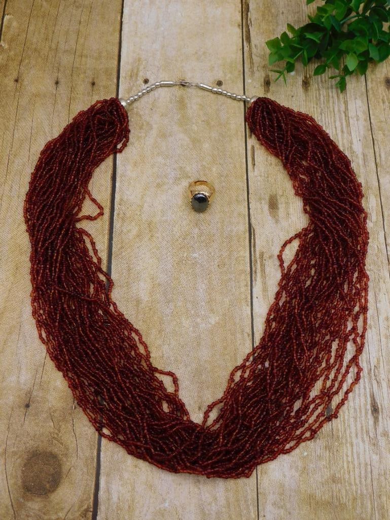 SEED BEAD NECKLACE ROCK STONE LAPIDARY SPECIMEN: SEED BEAD NECKLACE ROCK STONE LAPIDARY SPECIMEN