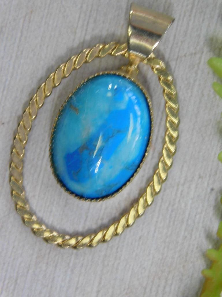 TURQUOISE STONE PENDANT ROCK STONE LAPIDARY SPECIMEN (1 of 2)