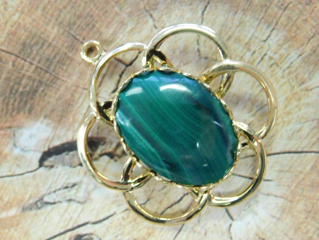 MALACHITE STONE FLOWER PENDANT ROCK STONE LAPIDARY SPECIMEN (1 of 2)