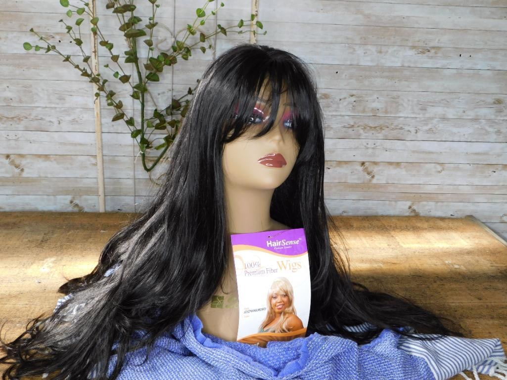 WIG with MANNEQUIN HEAD DISPLAY 100% PREMIUM FIBER STYLE JOSEPHINE COLOR 2 344: WIG with MANNEQUIN HEAD DISPLAY 100% PREMIUM FIBER STYLE JOSEPHINE COLOR 2 344