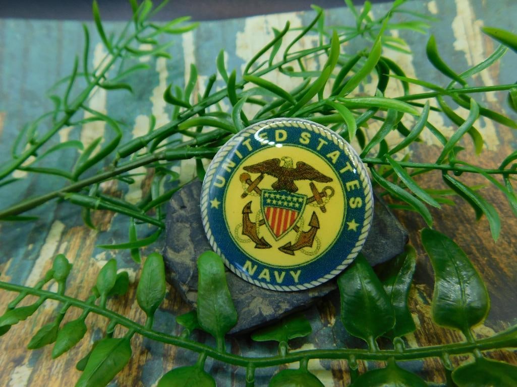 UNITED STATES NAVY CABOCHON ROCK STONE LAPIDARY SPECIMEN: UNITED STATES NAVY CABOCHON ROCK STONE LAPIDARY SPECIMEN