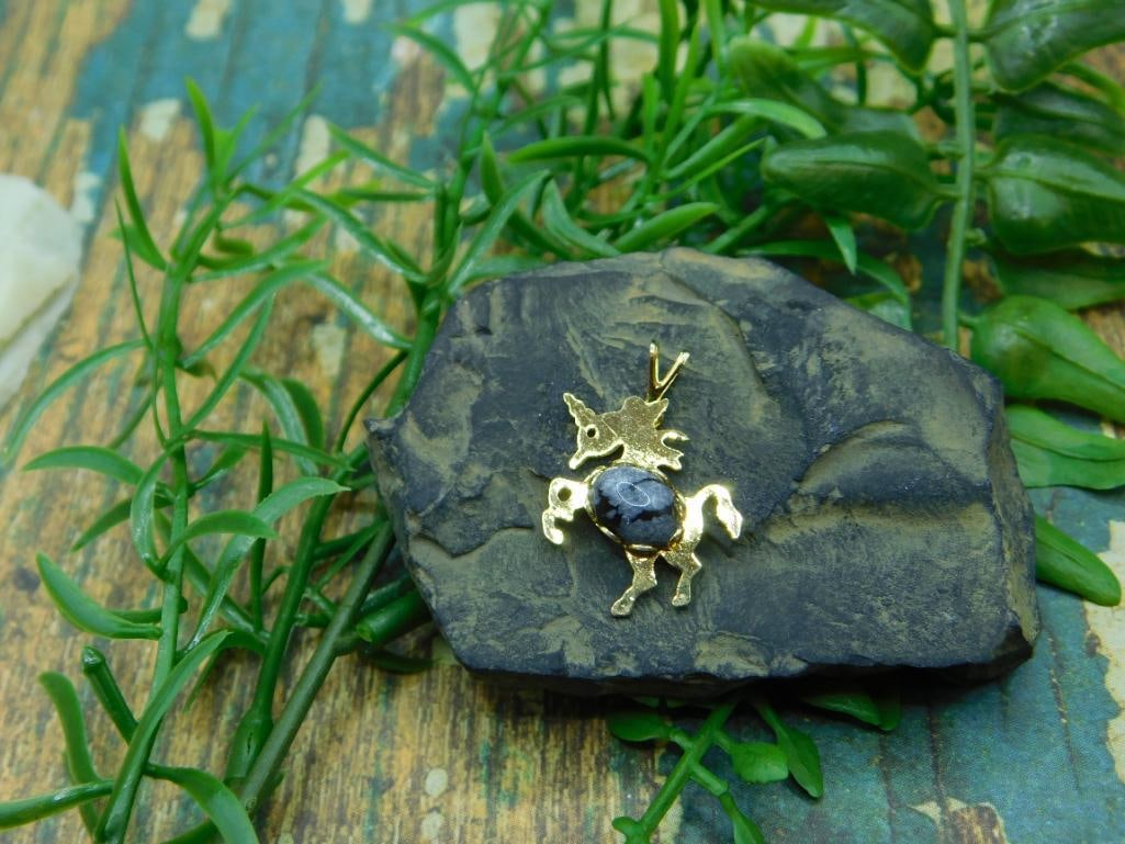SNOWFLAKE OBSIDIAN UNICORN PENDANT ROCK STONE LAPIDARY SPECIMEN: SNOWFLAKE OBSIDIAN UNICORN PENDANT ROCK STONE LAPIDARY SPECIMEN