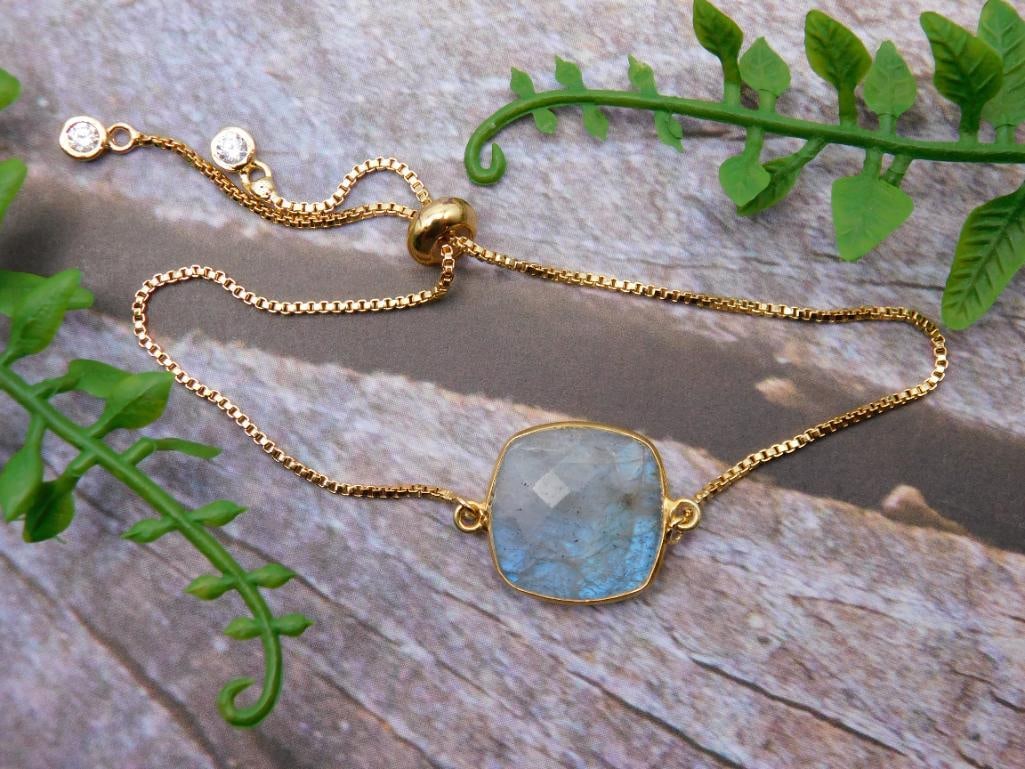LABRADORITE ADJUSTABLE BRACELET ROCK STONE LAPIDARY SPECIMEN: LABRADORITE ADJUSTABLE BRACELET ROCK STONE LAPIDARY SPECIMEN