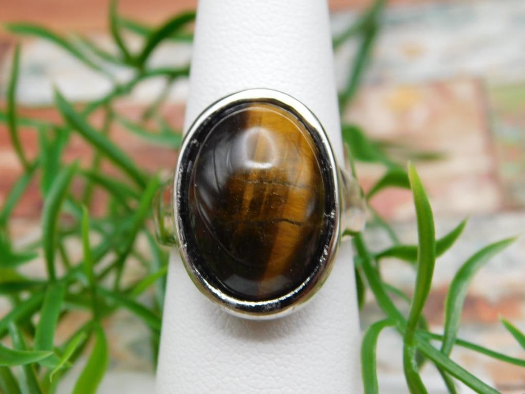 TIGERS EYE RING ROCK STONE LAPIDARY SPECIMEN: TIGERS EYE RING ROCK STONE LAPIDARY SPECIMEN