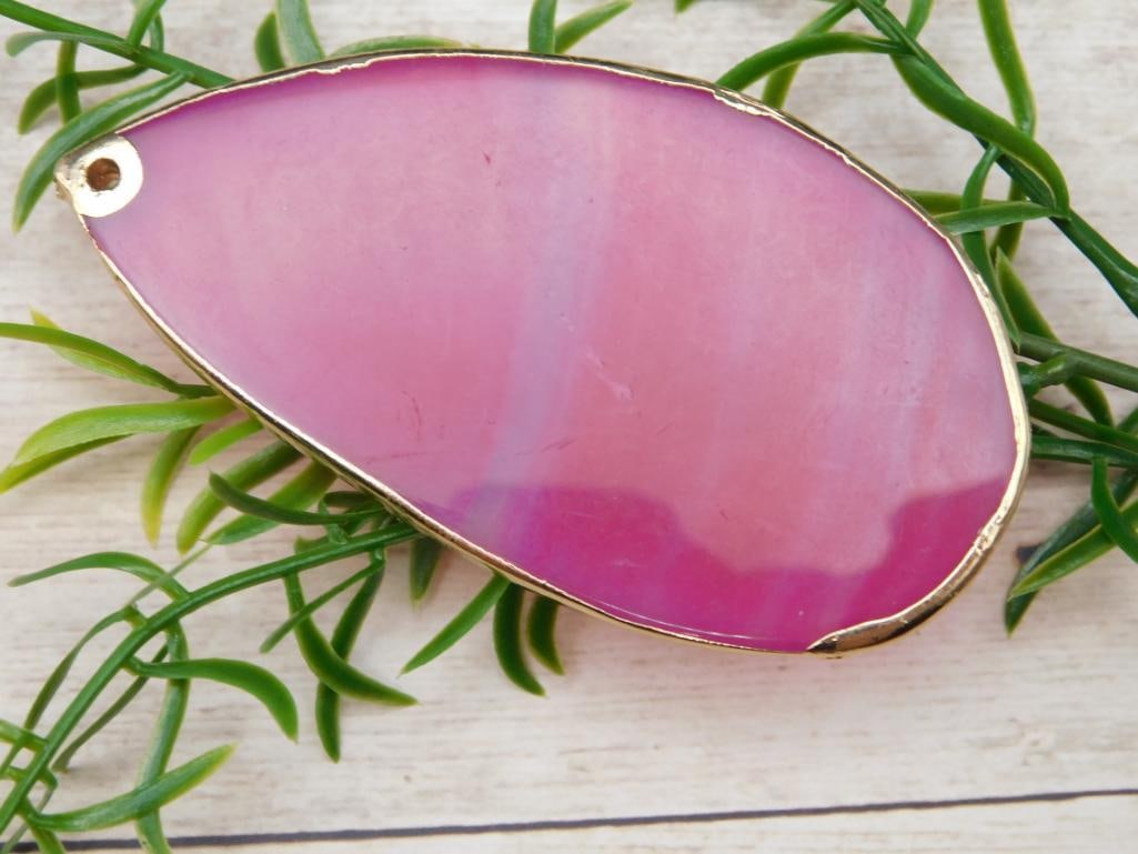 AGATE SLICE PENDANT ROCK STONE LAPIDARY SPECIMEN (1 of 2)