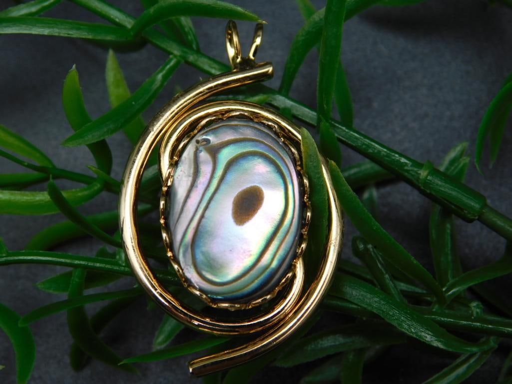 ABALONE STONE PENDANT ROCK STONE LAPIDARY SPECIMEN (1 of 2)