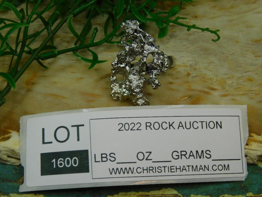 SILVER CLUSTER RING ROCK STONE LAPIDARY SPECIMEN - 4