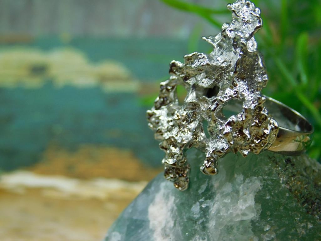SILVER CLUSTER RING ROCK STONE LAPIDARY SPECIMEN - 2