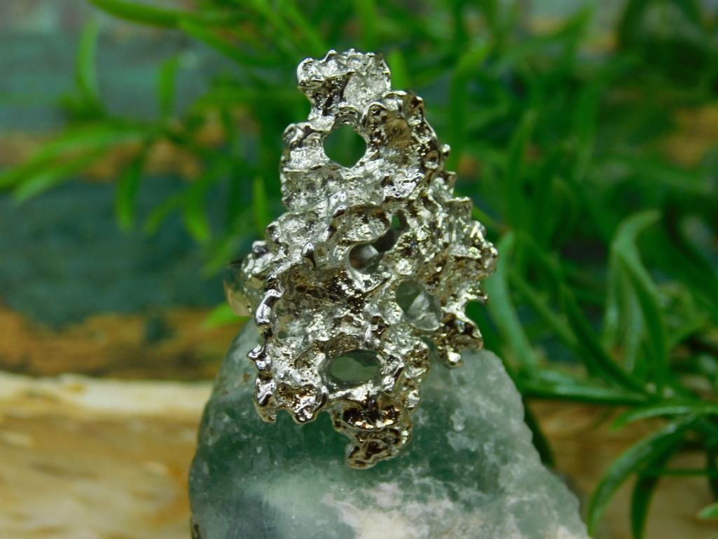 SILVER CLUSTER RING ROCK STONE LAPIDARY SPECIMEN - 4