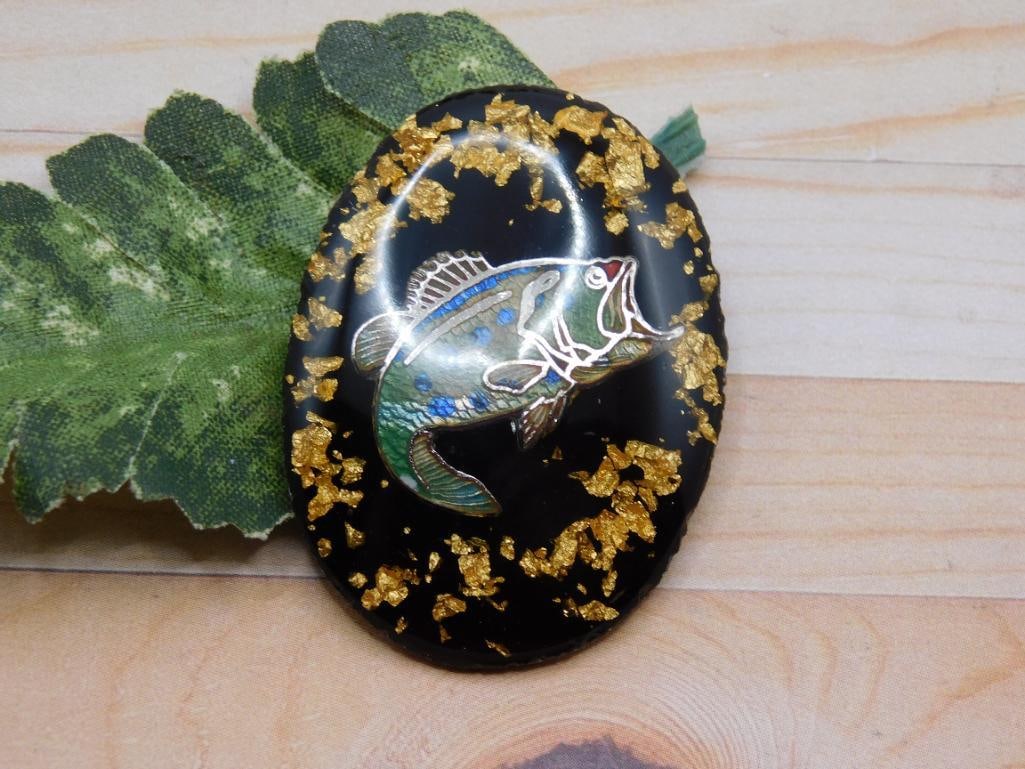 GOLD FLECKED BASS CABOCHON ROCK STONE LAPIDARY SPECIMEN: GOLD FLECKED BASS CABOCHON ROCK STONE LAPIDARY SPECIMEN