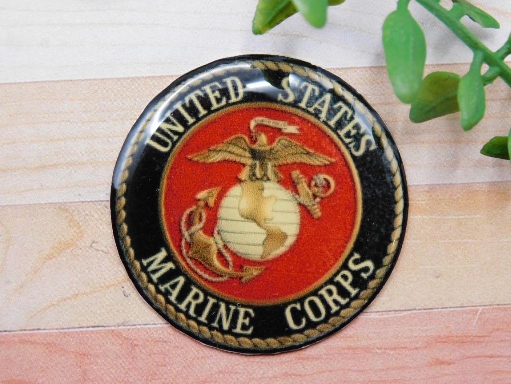 UNITED STATES MARINE CORPS CABOCHON ROCK STONE LAPIDARY SPECIMEN (1 of 2)