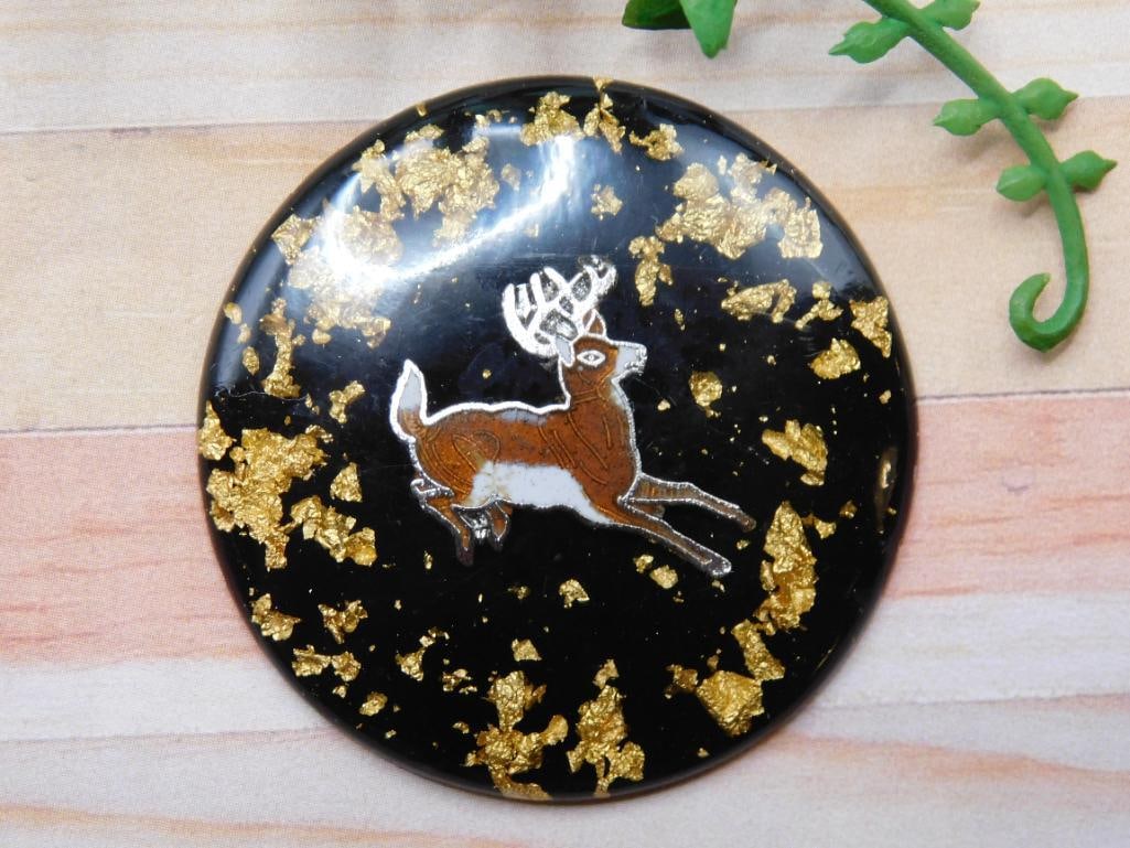 GOLD FLECKED BUCK CABOCHON ROCK STONE LAPIDARY SPECIMEN: GOLD FLECKED BUCK CABOCHON ROCK STONE LAPIDARY SPECIMEN