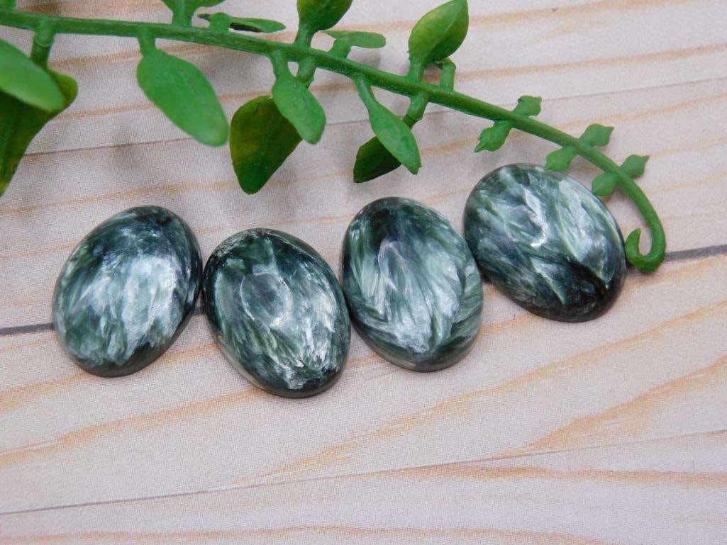 SERAPHINITE CABOCHONS ROCK STONE LAPIDARY SPECIMEN: SERAPHINITE CABOCHONS ROCK STONE LAPIDARY SPECIMEN