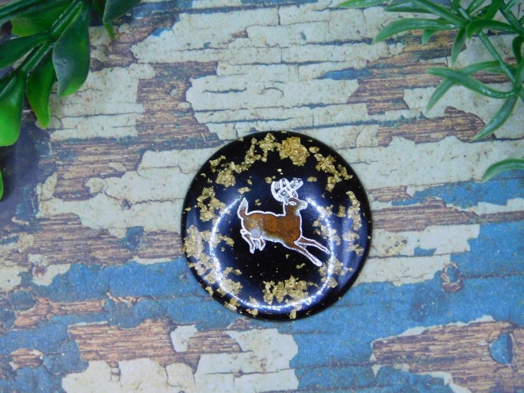 GOLD FLECKED DEER CABOCHON ROCK STONE LAPIDARY SPECIMEN: GOLD FLECKED DEER CABOCHON ROCK STONE LAPIDARY SPECIMEN