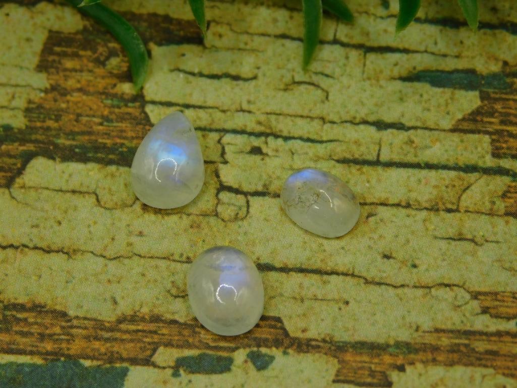 RAINBOW MOONSTONE CABOCHONS ROCK STONE LAPIDARY SPECIMEN (1 of 2)