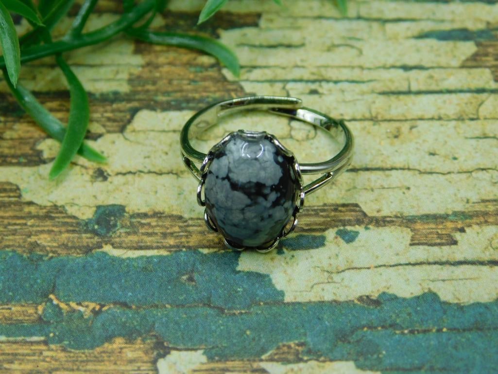 SNOWFLAKE OBSIDIAN RING ROCK STONE LAPIDARY SPECIMEN (1 of 4)