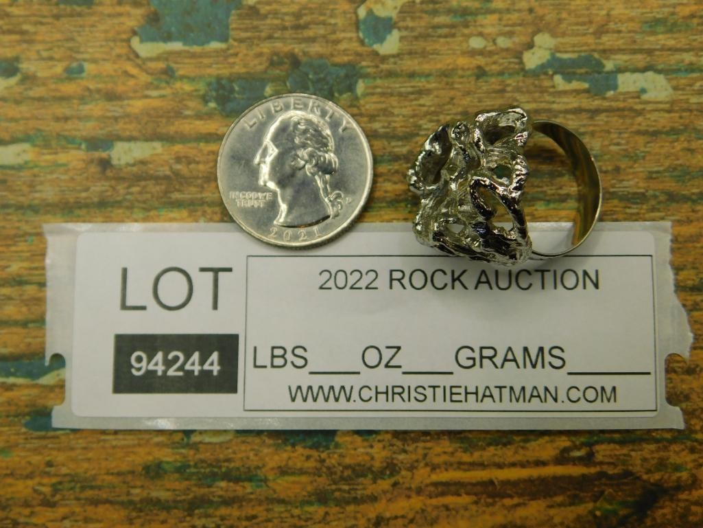 SILVER CLUSTER RING ROCK STONE LAPIDARY SPECIMEN - 4