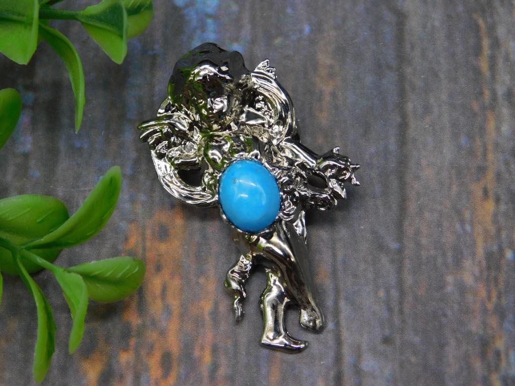 STONE STUDDED BROOCH ROCK STONE LAPIDARY SPECIMEN: STONE STUDDED BROOCH ROCK STONE LAPIDARY SPECIMEN