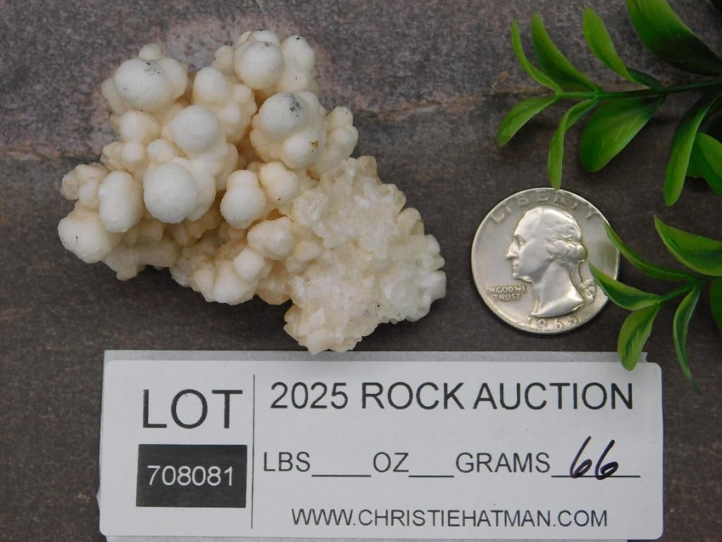 White Botryoidal Specimen With Crystalline Structure - 3