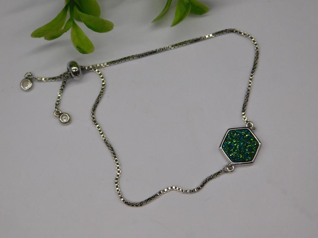 Adjustable Druzy Quartz Bracelet (1 of 2)