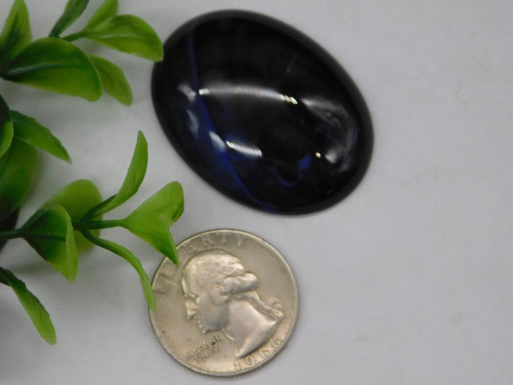 Oval Black and Blue Cabochon - 2