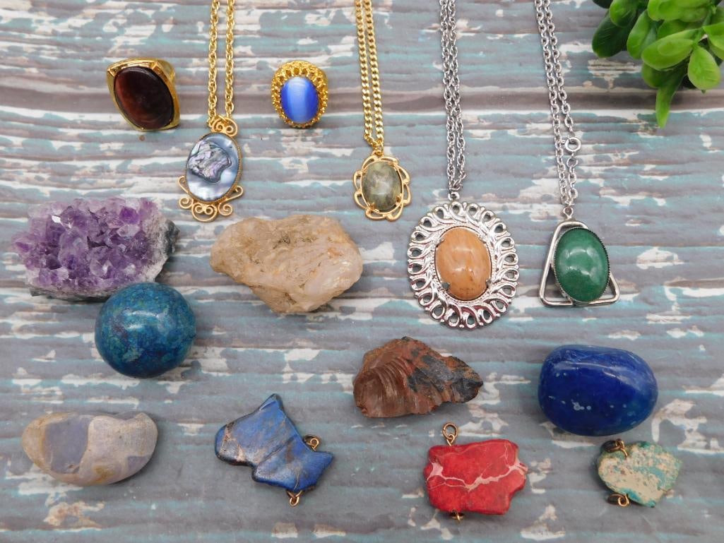 MIXED LOT ROCK STONE LAPIDARY SPECIMEN: MIXED LOT ROCK STONE LAPIDARY SPECIMEN