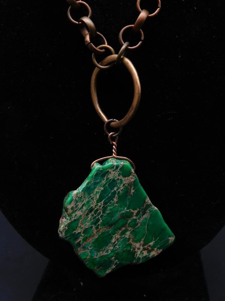 IMPRESSION JASPER PENDANT ON CHAIN NECKLACE: IMPRESSION JASPER PENDANT ON CHAIN NECKLACE