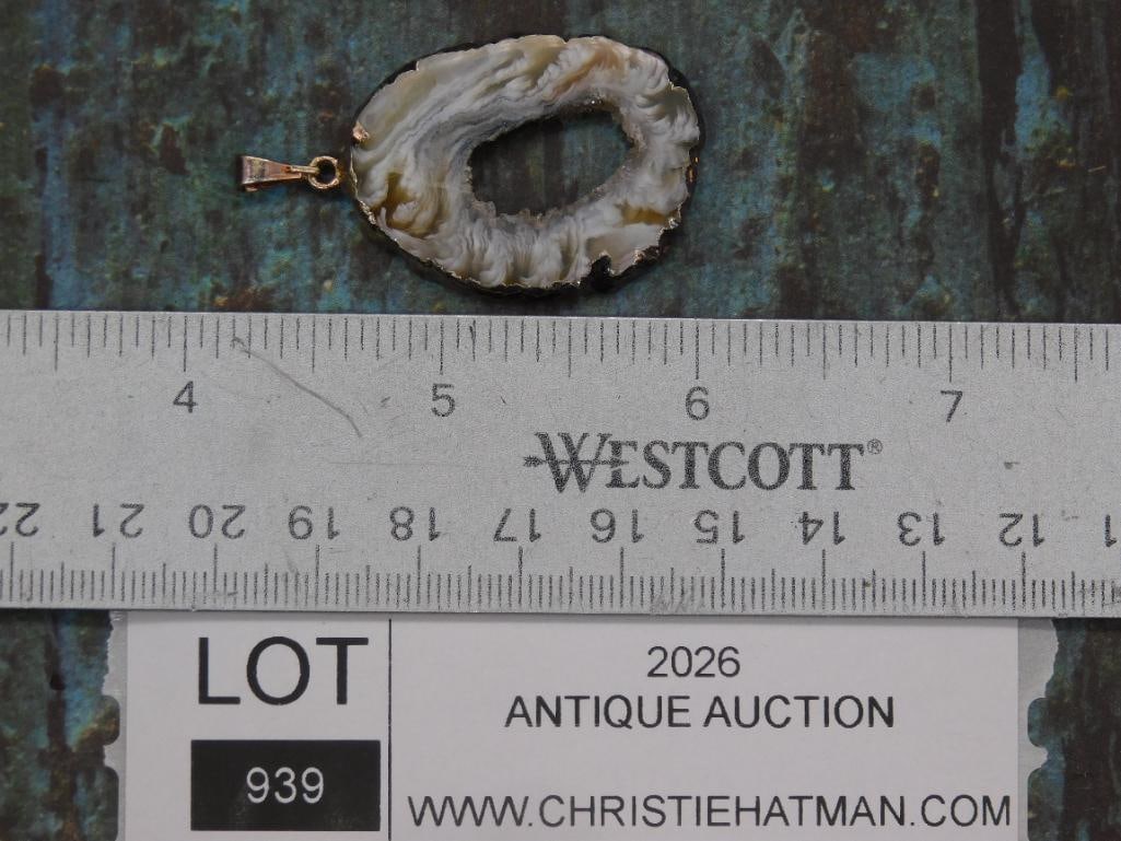 GEODE SLICE PENDANT ROCK STONE LAPIDARY SPECIMEN - 2