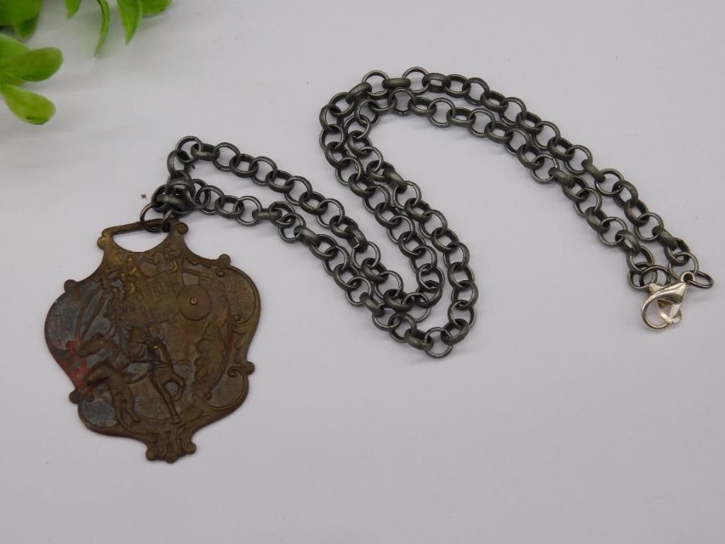 ANTIQUE WATCH FOB ON CHAIN NECKLACE (1 of 3)