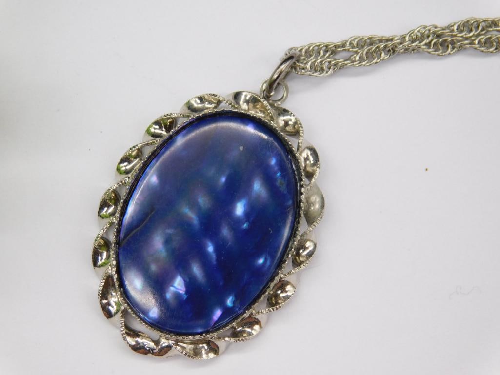 ABALONE PENDANT ON CHAIN NECKLACE ROCK STONE LAPIDARY SPECIMEN: ABALONE PENDANT ON CHAIN NECKLACE ROCK STONE LAPIDARY SPECIMEN