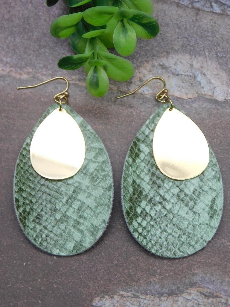 SNAKESKIN PATTERN TEAR DROP EARRINGS: SNAKESKIN PATTERN TEAR DROP EARRINGS