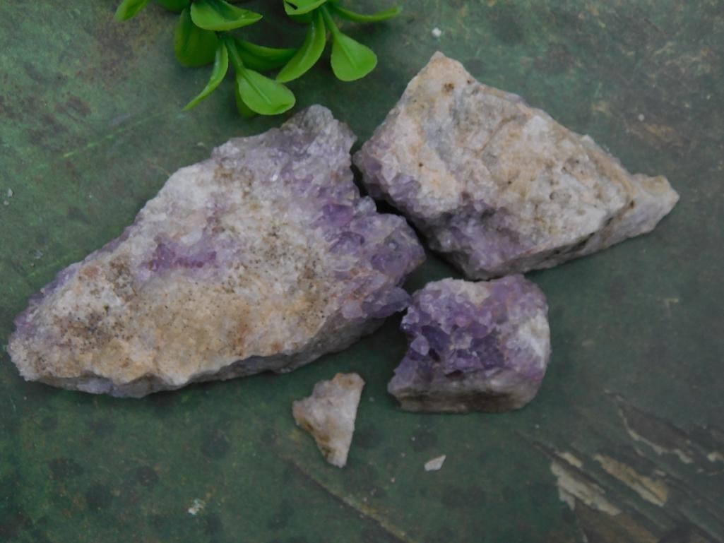 Raw Amethyst Rock Collection, Four Pieces ROCK STONE LAPIDARY SPECIMEN: Raw Amethyst Rock Collection, Four Pieces ROCK STONE LAPIDARY SPECIMEN