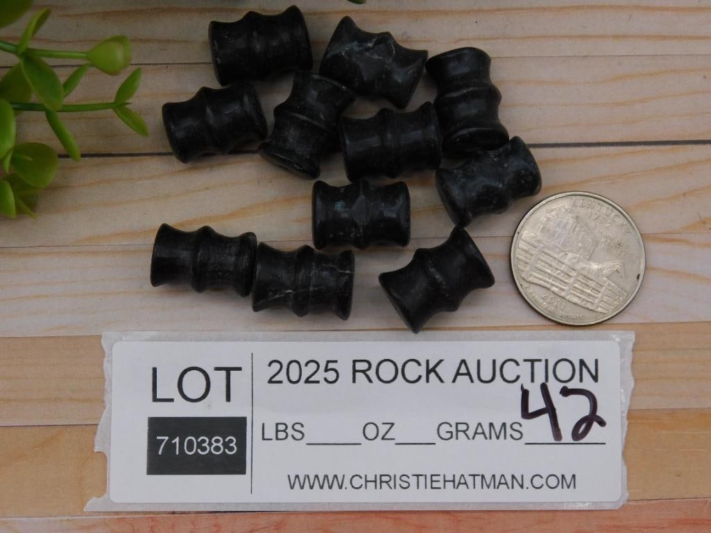10 Shaped Black Stone Beads - 2