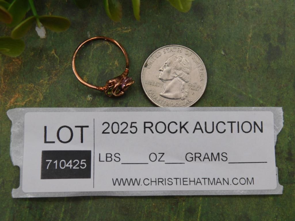 Gold-Tone Ring With Multi-Colored Gemstones - 2