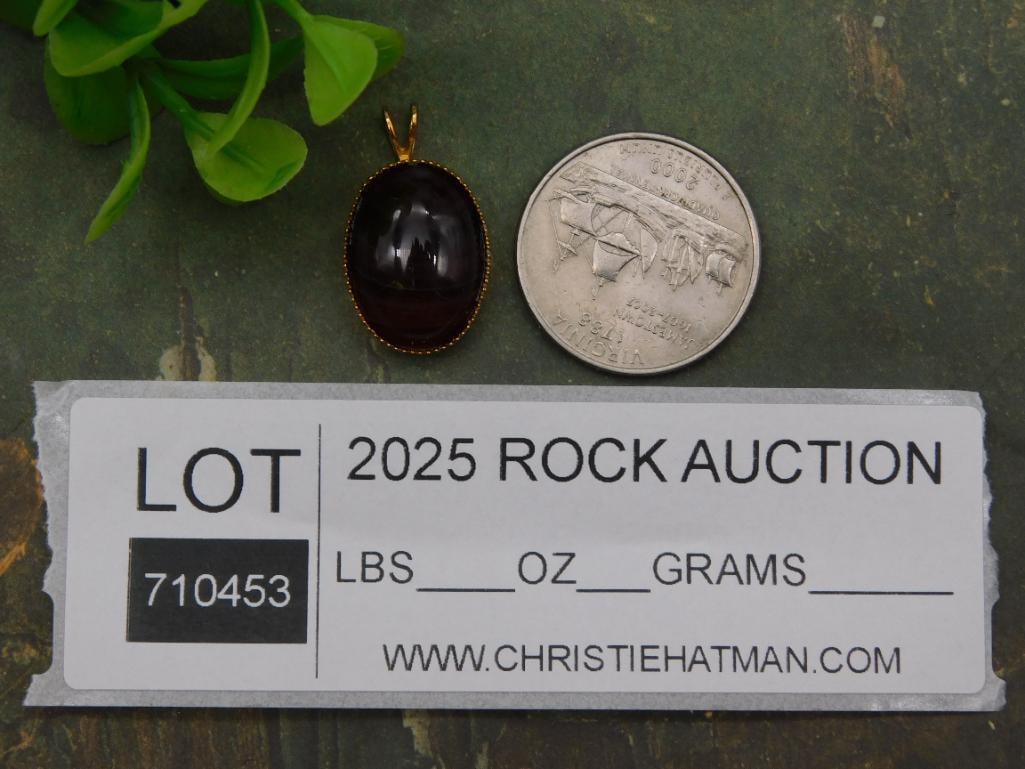 Gold-Tone Pendant With Oval Gemstone ROCK STONE LAPIDARY SPECIMEN: Gold-Tone Pendant With Oval Gemstone ROCK STONE LAPIDARY SPECIMEN