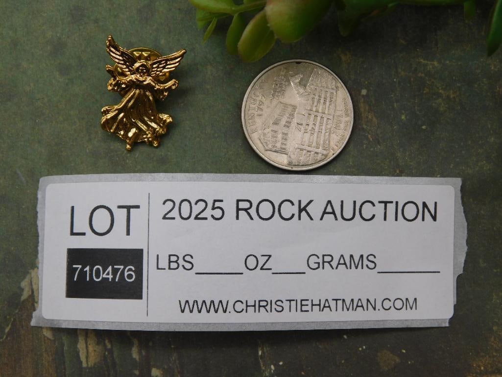 Gold-Tone Angel Lapel Pin with Clutch Back: Gold-Tone Angel Lapel Pin with Clutch Back