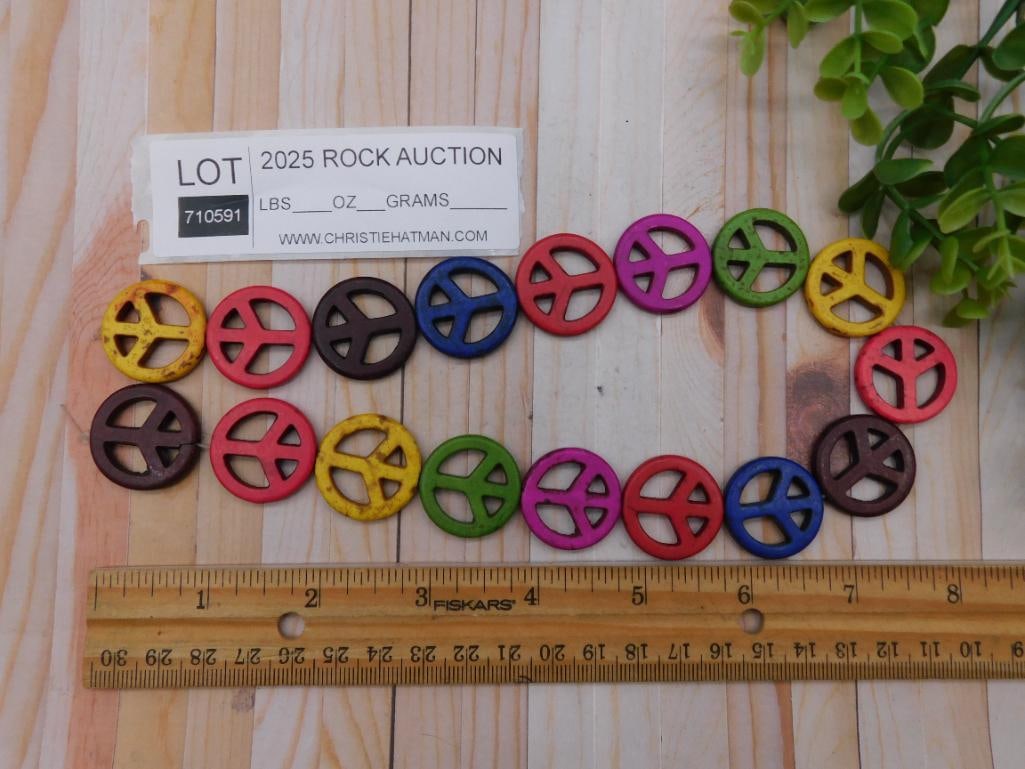 Wooden Peace Sign Beads - 2