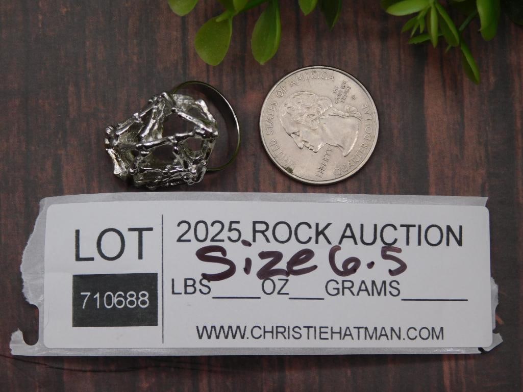 Silver-tone Bamboo Style Ring - 2